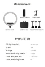 SH Upgrade 18inch Ring Light  Selfie LED Video Lamp With Tripod Stand Phone Clip For YouTube Live Light Photo Photography Studio VELNIX