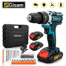 25+3 Torque Impact Drill Electric Screwdriver Cordless Electric Hammer Drill Driver 2 Gear Speed Lithium-Ion Battery Power Tools VELNIX
