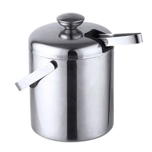 Stainless Steel Ice Cube Glue Ice Bucket Ice Cube Container with Lid and Pliers 1300ML Double Wall Insulated Silver VELNIX