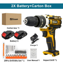 25+3 Torque Impact Drill Electric Screwdriver Cordless Electric Hammer Drill Driver 2 Gear Speed Lithium-Ion Battery Power Tools VELNIX
