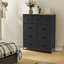 JHK Dresser For Bedroom With 9 Fabric Storage Drawer Wardrobe Tall Chest Organizer Closet Adult Kids Clothes Cabinet Furniture VELNIX