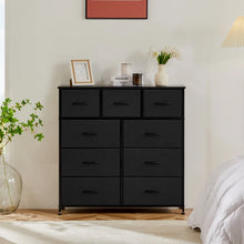 JHK Dresser For Bedroom With 9 Fabric Storage Drawer Wardrobe Tall Chest Organizer Closet Adult Kids Clothes Cabinet Furniture VELNIX