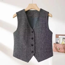 Vintage V-neck Casual Vest Jacket Women British Style  Loose Sleeveless Waistcoat 2025 New Spring Summer Buttons Ladies Outwear VELNIX