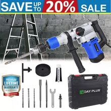 DayPlus 1500W SDS-Plus Rotary Hammer Drill,Corded Drills, Heavy Duty Chipping Hammers w/ Vibration Control& Safety Clutch & Case VELNIX