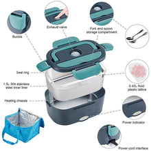 2-in-1 electric lunch box leak-proof portable food warmer 1.5/2/2.5 L microwave bento lunch box with stainless steel container VELNIX