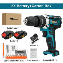 25+3 Torque Impact Drill Electric Screwdriver Cordless Electric Hammer Drill Driver 2 Gear Speed Lithium-Ion Battery Power Tools VELNIX