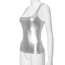 Y2k Streetwear Solid Slim Fit Square Neck Vest Summer Sexy Casual Daily Wear Fashion Shiny Satin Tank Top Sleeveless Blouse VELNIX