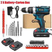25+3 Torque Impact Drill Electric Screwdriver Cordless Electric Hammer Drill Driver 2 Gear Speed Lithium-Ion Battery Power Tools VELNIX
