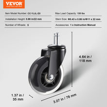 SucceBuy 2/3 inch Set of 5 Office Chair Wheels Replacement Computer Gaming Desk Universal Caster for Hardwood Floors and Carpet VELNIX