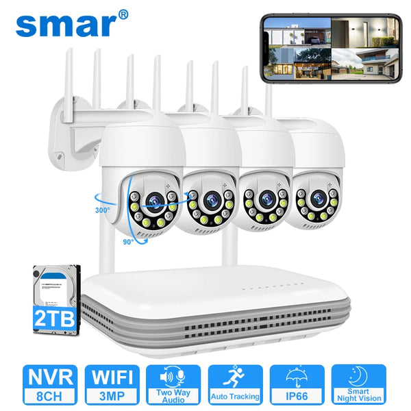 Smar 8CH NVR 5MP Wireless Camera Kit Ai Humman Detect Outdoor 3MP PTZ WiFi Night Vision CCTV Security Surveillance System ICsee VELNIX