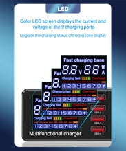 100W 8 Ports USB Charger Station With Wireless Charging Digital Display Screen QC3.0 PD3.0 Quick Charge For iPhone 14 13 Xiaomi VELNIX