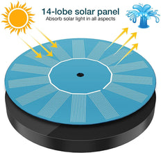 1.5W Solar Fountain Pump, with 6 nozzles Solar Bird Bath Fountain, Water Pump Floating Fountains Suitable for Ponds VELNIX