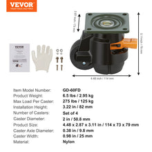 SucceBuy 4 Pcs Leveling Casters Heavy Duty Swivel Caster Wheels with Handle Design Height Adjustable Feet for Workbench Machine VELNIX