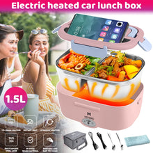 1.5L 65W Electric Lunch Box Food Warmer Portable Food Heater for Car Or Home - Leak Proof 304 Stainless Steel Liner with Cloth VELNIX
