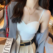 Summer Sexy Top Women Slim Thin Straps Camisole Sleeveless T-Shirt with Cups Solid Color Tank Tops Ice Silk Comfortable Sling VELNIX