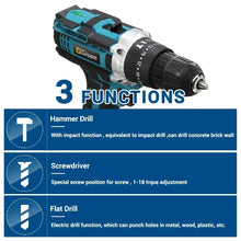 25+3 Torque Impact Drill Electric Screwdriver Cordless Electric Hammer Drill Driver 2 Gear Speed Lithium-Ion Battery Power Tools VELNIX