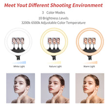 SH Upgrade 18inch Ring Light  Selfie LED Video Lamp With Tripod Stand Phone Clip For YouTube Live Light Photo Photography Studio VELNIX