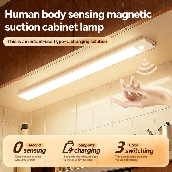 5V  Type-C USB Rechargeable LED Motion Sensor Light Bar for Kitchen Cabinet Wardrobe Bathroom Closet Lighting VELNIX