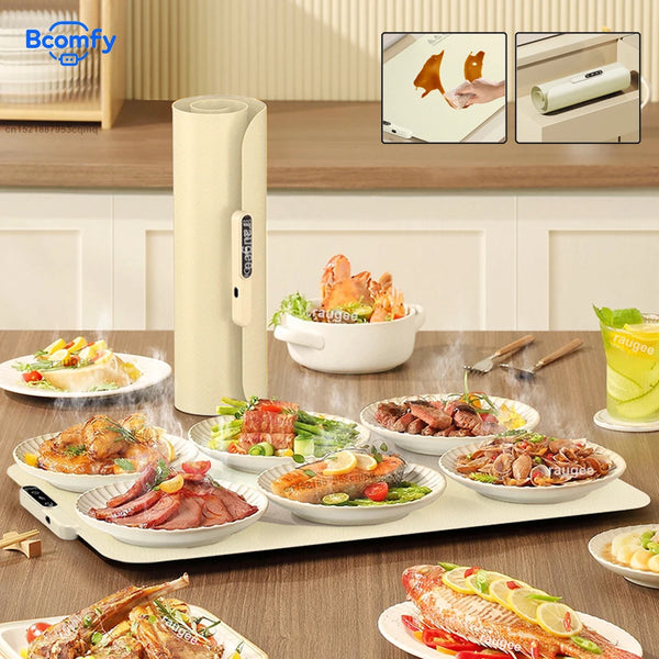 Electric Food Warmer Mat Foldable Silicone Warming Tray Portable 6 Tem Setting Full Surface Fast Heating Food Warmer Plate VELNIX