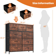 JHK Dresser For Bedroom With 9 Fabric Storage Drawer Wardrobe Tall Chest Organizer Closet Adult Kids Clothes Cabinet Furniture VELNIX