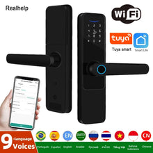 Wifi Smart Door Lock with Handle Keyless Entry Fingerprint Digital Lock Free App Remote Control Door 35-120mm VELNIX