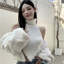 Sexy Tanks Women Knitted Hot Chic Backless Turtleneck Short Sleeveless Off Shoulder Popular Streetwear Corrugated Edge Female VELNIX
