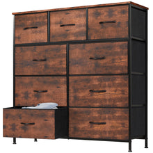 JHK Dresser For Bedroom With 9 Fabric Storage Drawer Wardrobe Tall Chest Organizer Closet Adult Kids Clothes Cabinet Furniture VELNIX