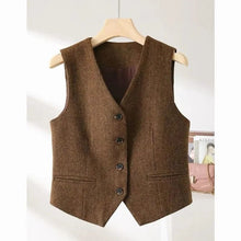 Vintage V-neck Casual Vest Jacket Women British Style  Loose Sleeveless Waistcoat 2025 New Spring Summer Buttons Ladies Outwear VELNIX