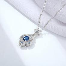S925 Silver Retro Pattern Necklace Women's Versatile Natural Sapphire Pendant VELNIX