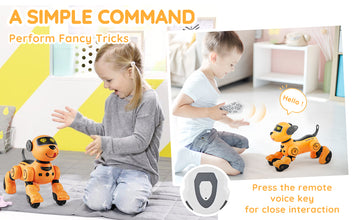 SucceBuy Remote Control Robot Dog Toy Dog Programmable Smart Interactive Robotic Pet for Kids Singing Dancing RC Stunt Toy VELNIX