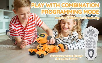 SucceBuy Remote Control Robot Dog Toy Dog Programmable Smart Interactive Robotic Pet for Kids Singing Dancing RC Stunt Toy VELNIX
