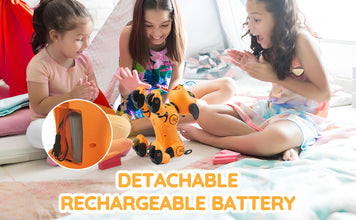 SucceBuy Remote Control Robot Dog Toy Dog Programmable Smart Interactive Robotic Pet for Kids Singing Dancing RC Stunt Toy VELNIX